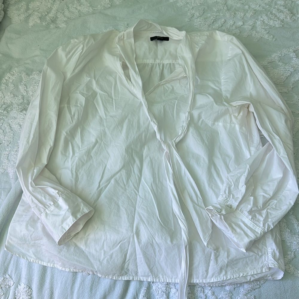 J.Crew 100% Cotton Tie Neck Top - Picture 2 of 5